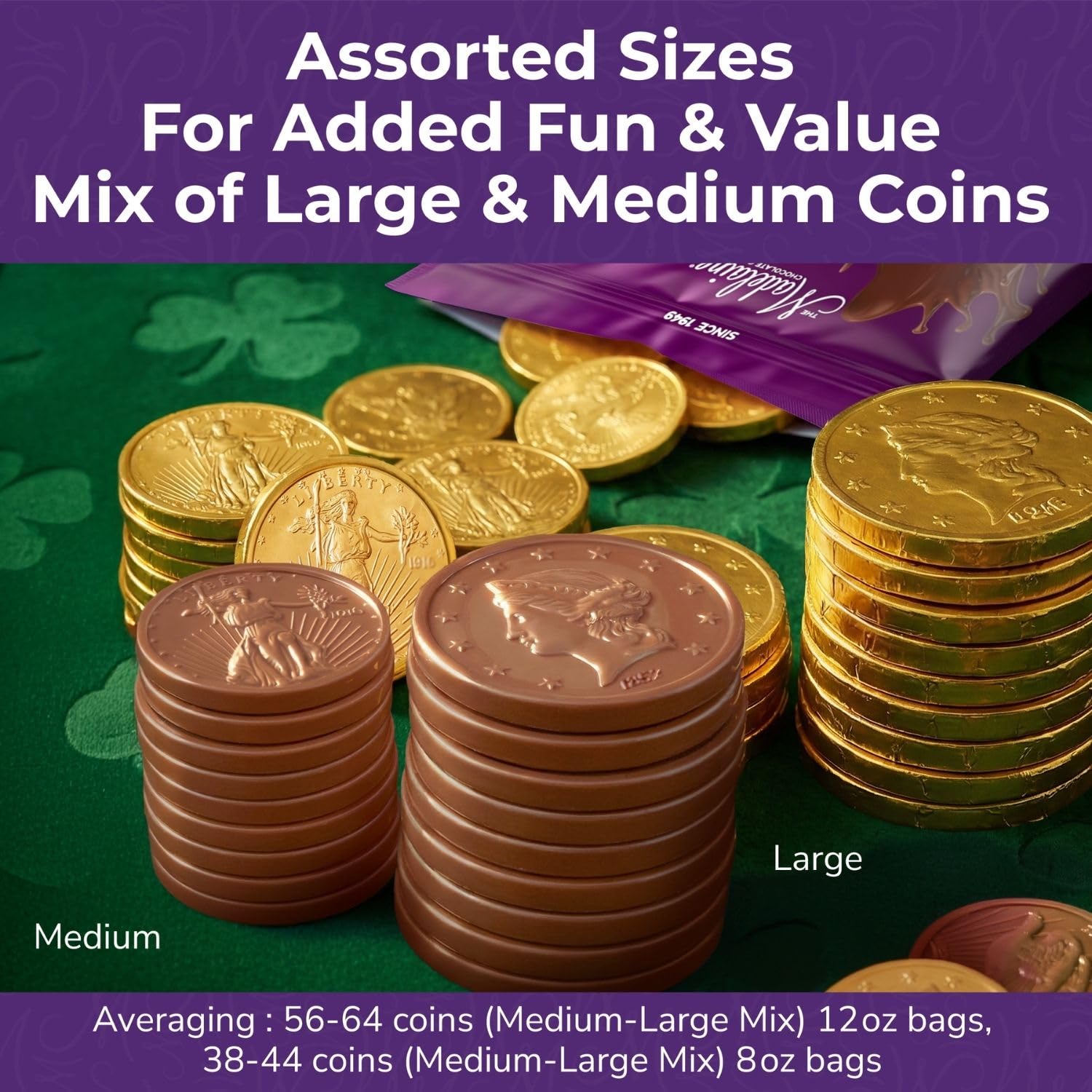 The Madeleine 8 oz bulk bag with 36–44 coins for events