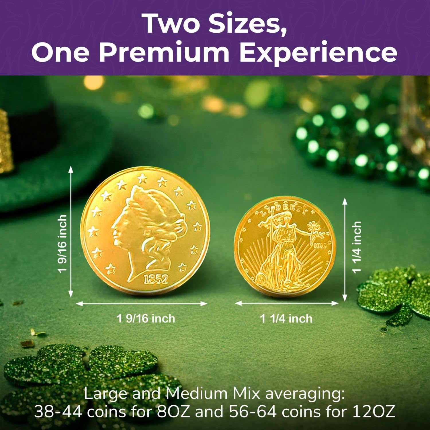 The Madeleine embossed gold-wrapped coins for party ambience