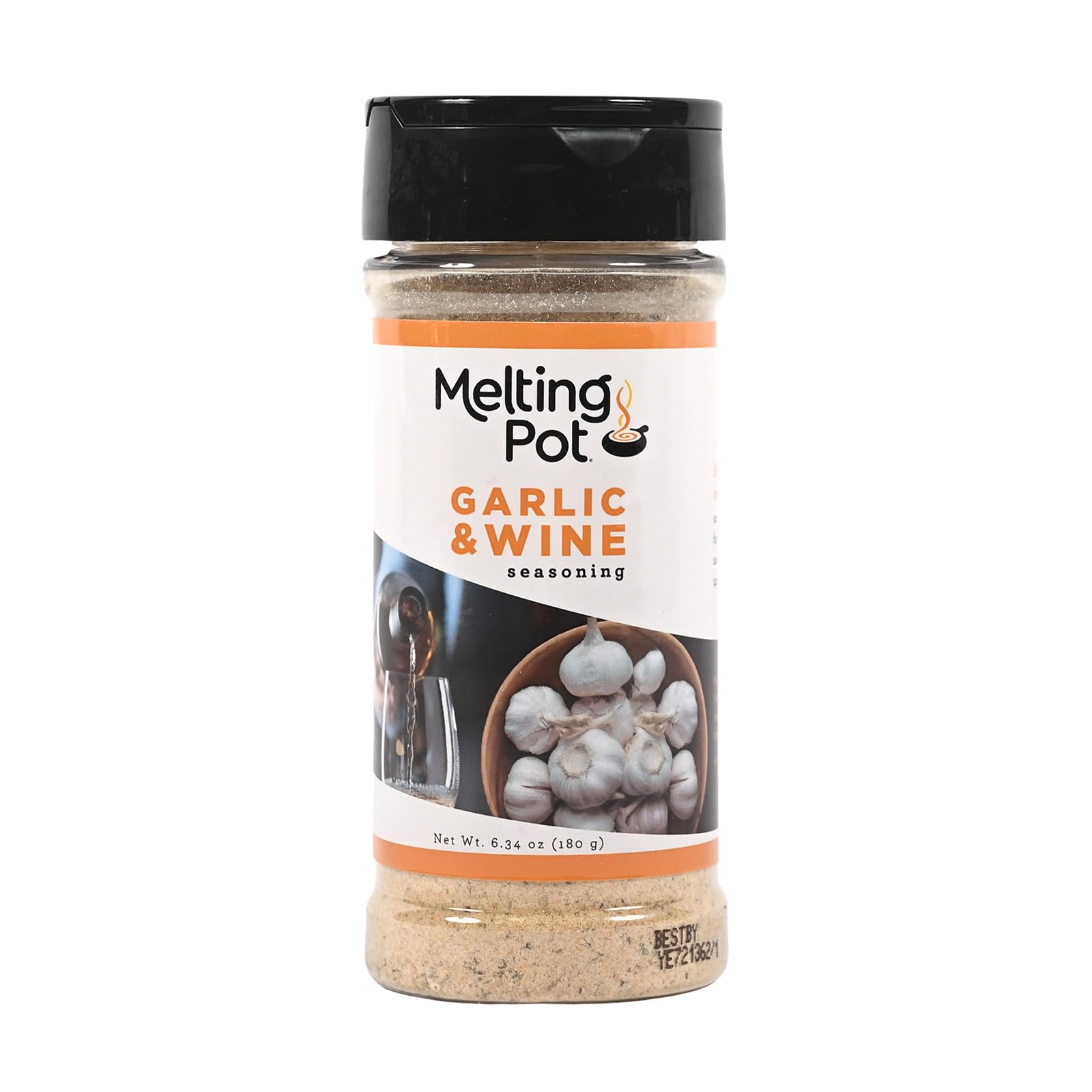 The Melting Pot Garlic & Wine Seasoning bottle offers restaurant-style flavor at home.