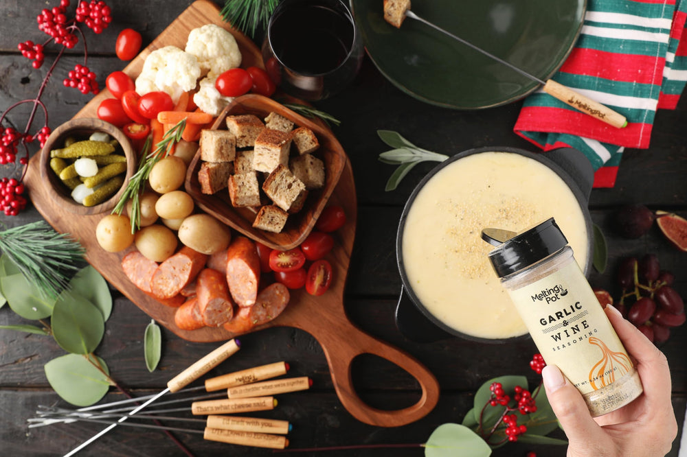 The Melting Pot seasoning on seafood elevates garlic-forward aroma and brightness.