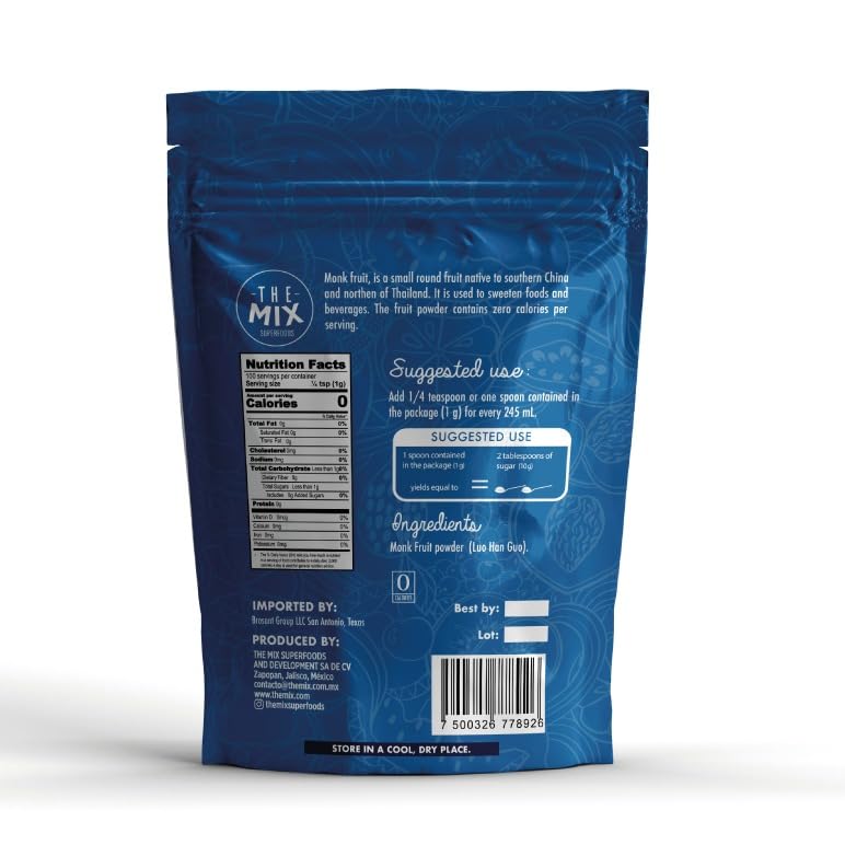 The Mix Superfoods Monk Fruit Pure tea cup adding natural sweetness to drinks.