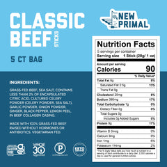 The New Primal Grass Fed Beef Stick pepper seasoning closeup for bold, savory snacking