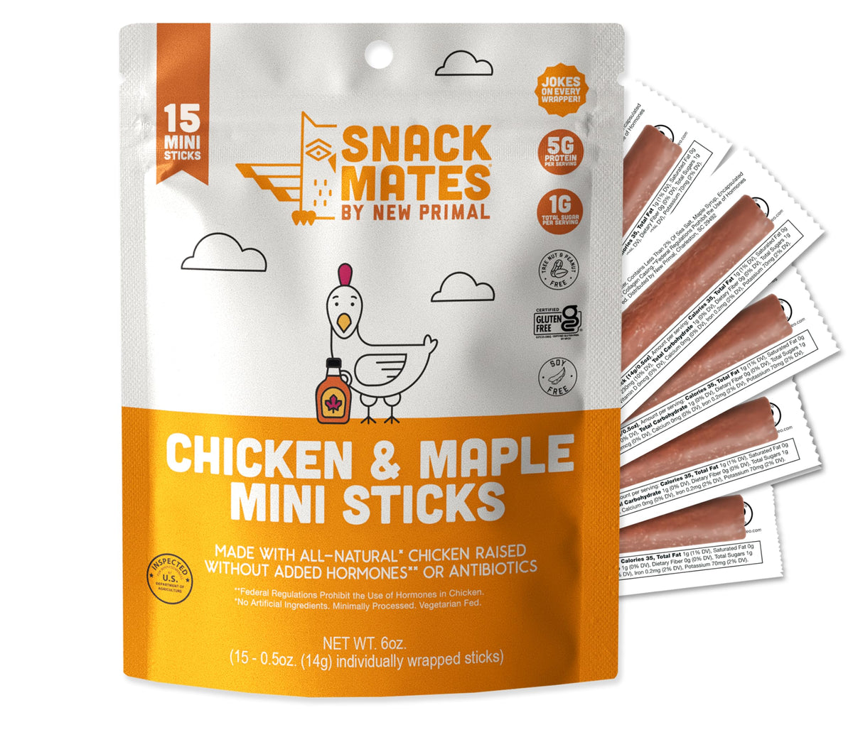 The New Primal Snack Mates chicken-maple pack ideal for on-the-go snacking.