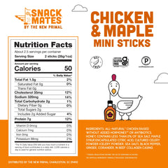The New Primal Snack Mates Kids Chicken Maple Stick close-up, kid-friendly texture for lunches.