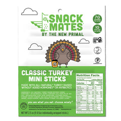 The New Primal Snack Mates turkey stick, all-natural, ideal for kids' snacks