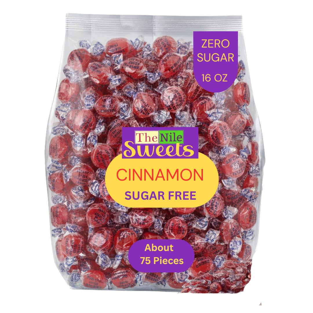 The Nile Sweets sugar-free cinnamon hard candy, individually wrapped for portability and freshness.