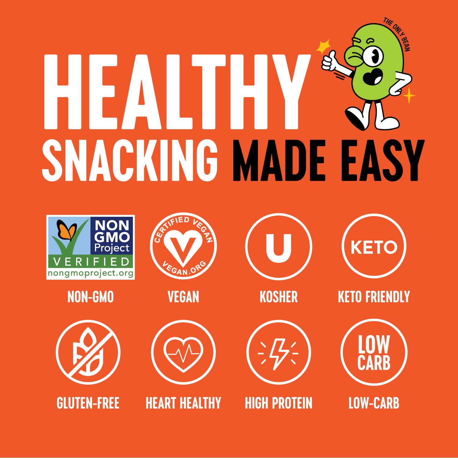 The Only Bean Buffalo Edamame Snacks on desk keeps gluten-free snacking handy.