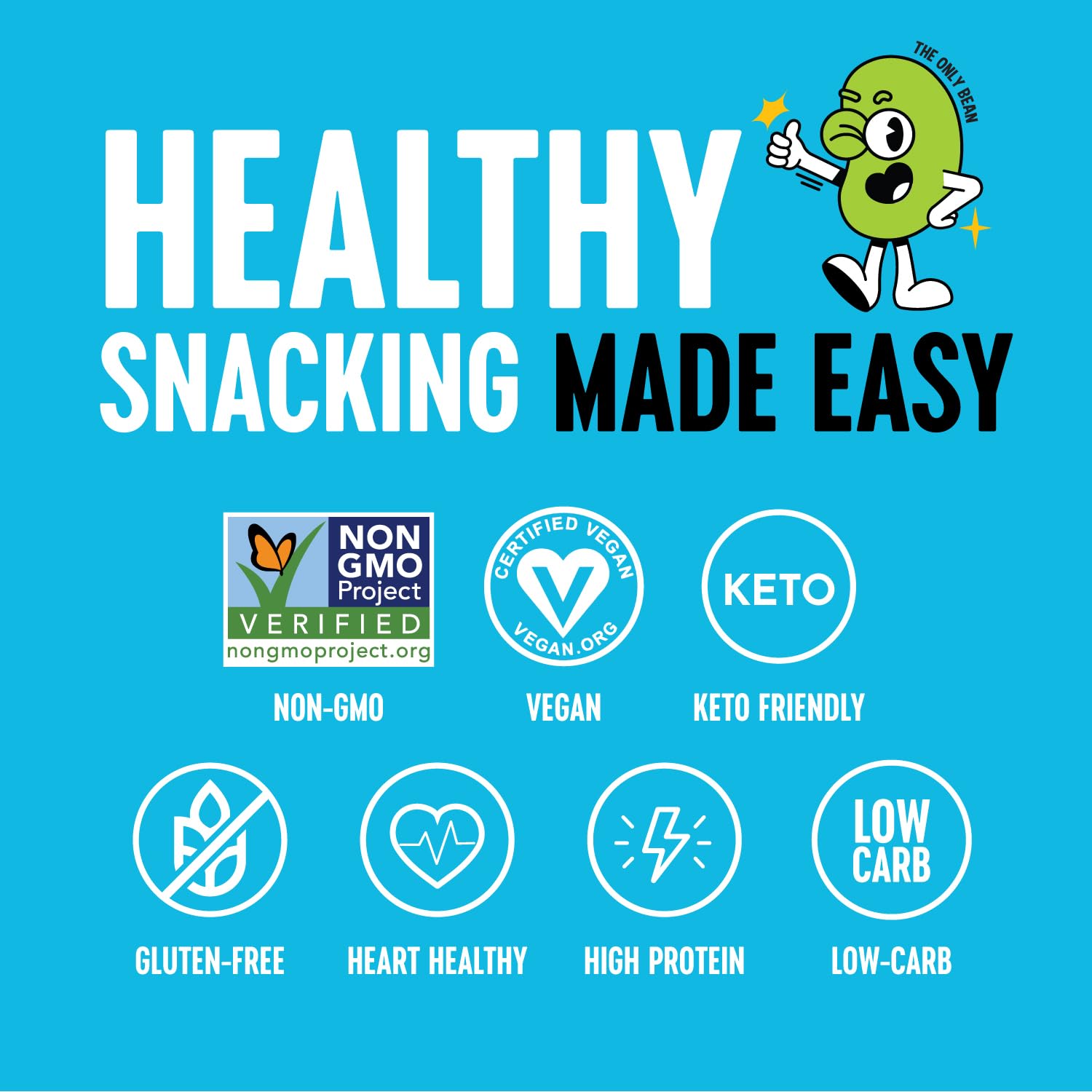 The Only Bean Crunchy Edamame Variety Pack showing all five flavors.