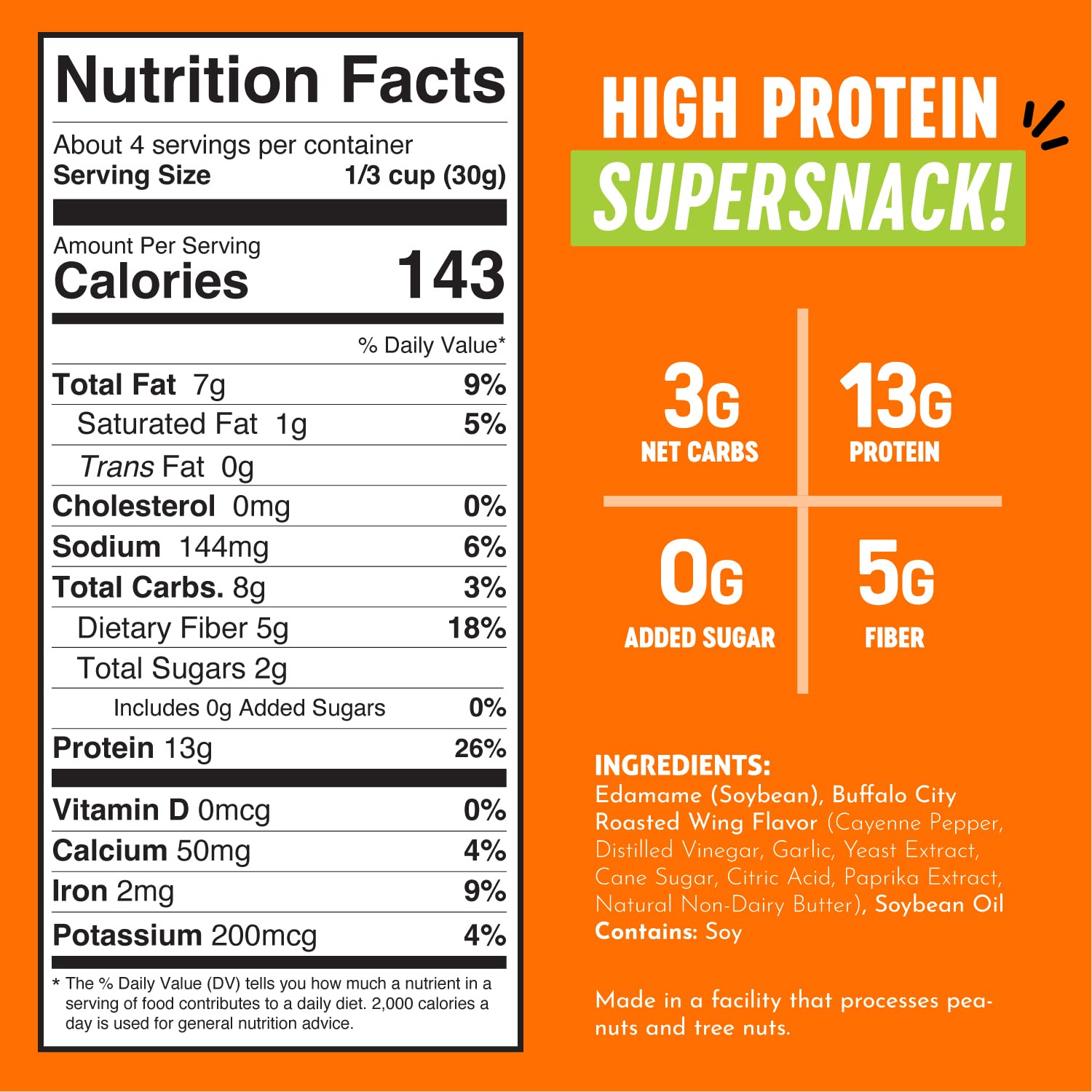 The Only Bean edamame crunch close-up shows a savory gluten-free snack.