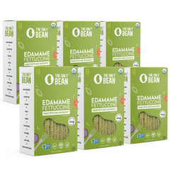 The Only Bean edamame fettuccine pack shot showing organic, gluten-free noodles for versatile meals.