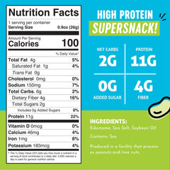 The Only Bean edamame snack dry roasted close-up showing crisp texture and gut-friendly protein.