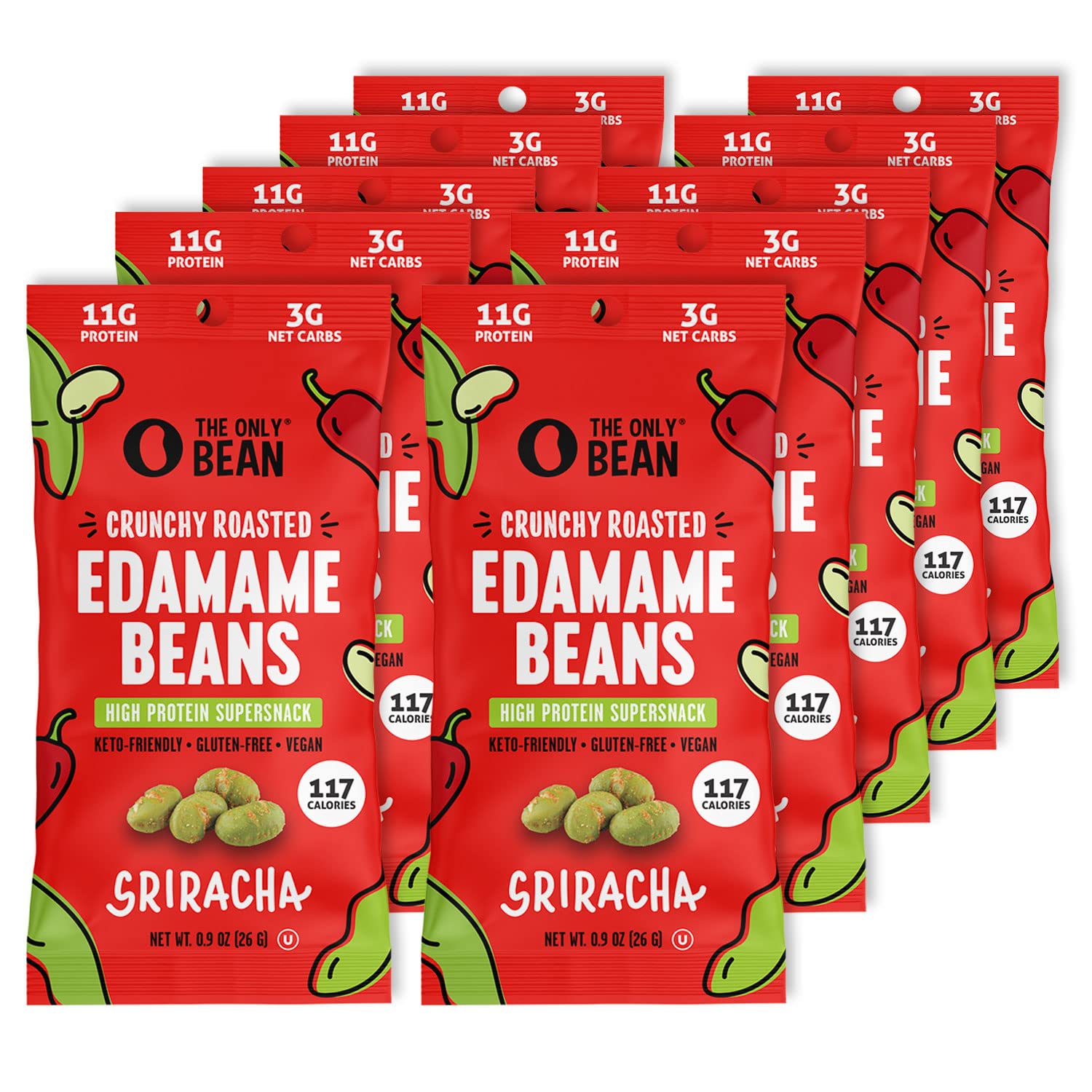The Only Bean Sriracha edamame is a convenient protein source for travel.