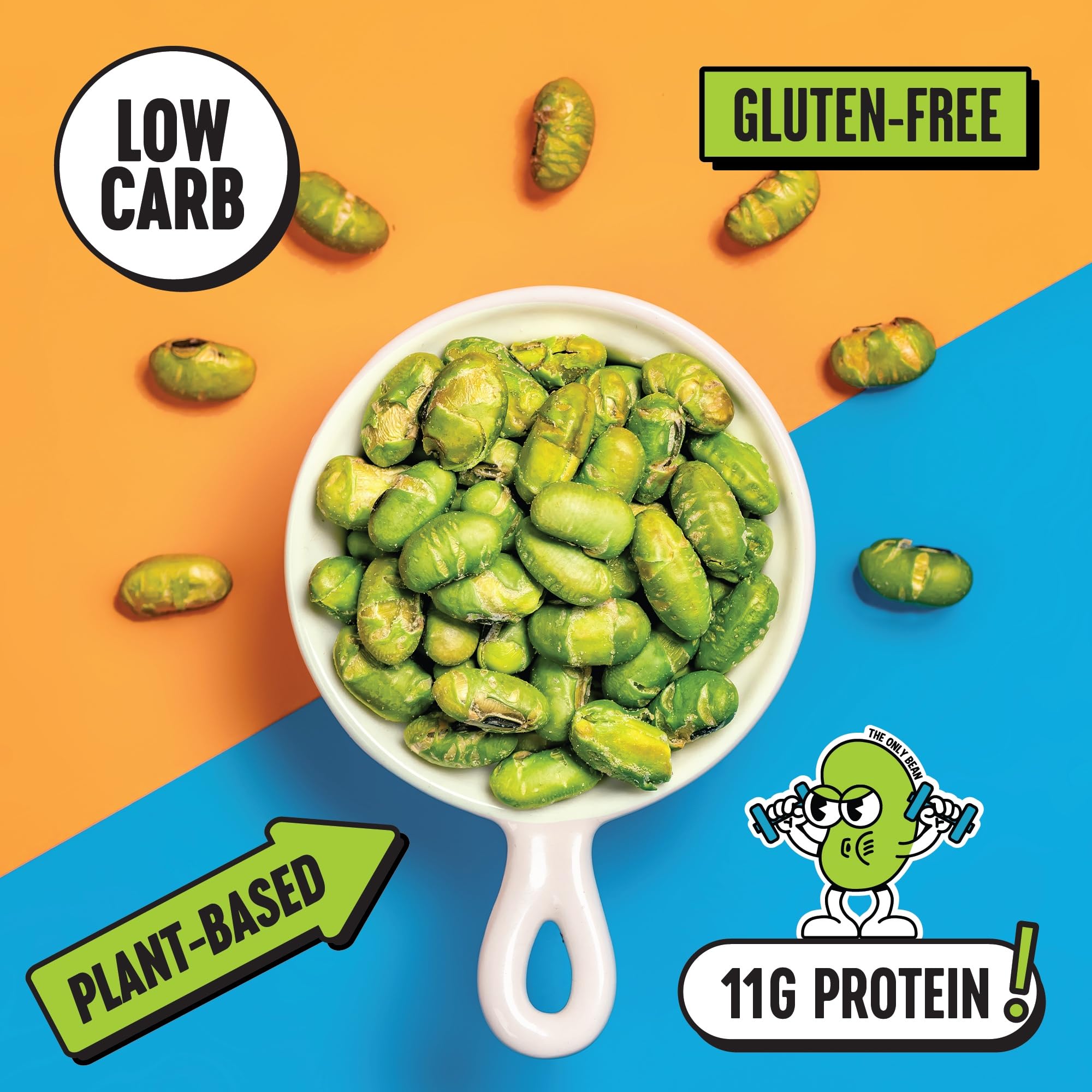 The Only Bean wasabi soy edamame packs—bold flavor with fiber for travel.
