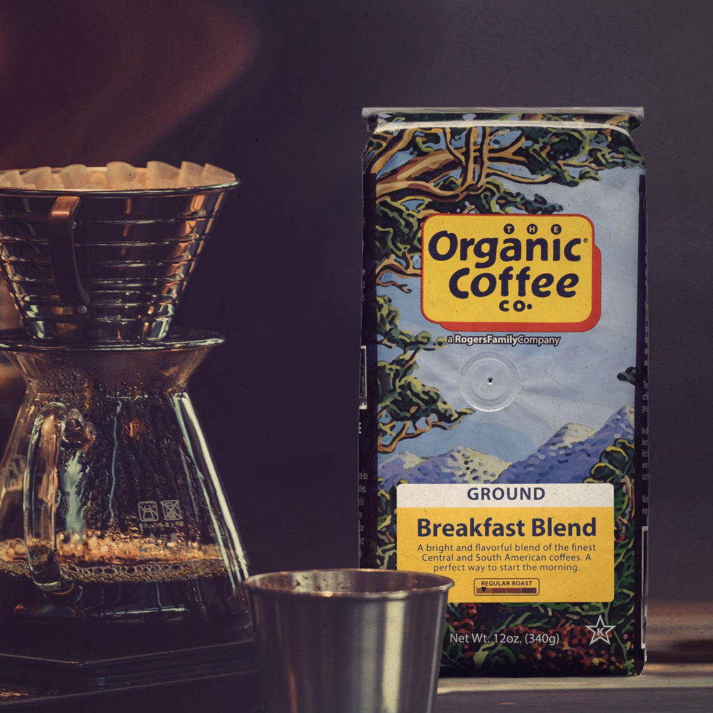 The Organic Coffee Co. Breakfast Blend brewed cup, a smooth morning ritual.