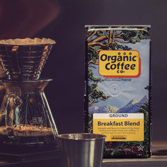 The Organic Coffee Co. Breakfast Blend brewed cup, a smooth morning ritual.