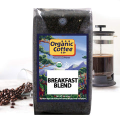 THE ORGANIC COFFEE CO. Breakfast Blend versatile for drip, espresso, and French press.