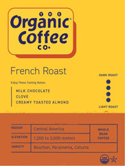 The Organic Coffee Co. French Roast pour-over-ready beans for versatile brewing at home