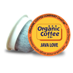 Java Love pod close-up by The Organic Coffee Co. with rich aroma.