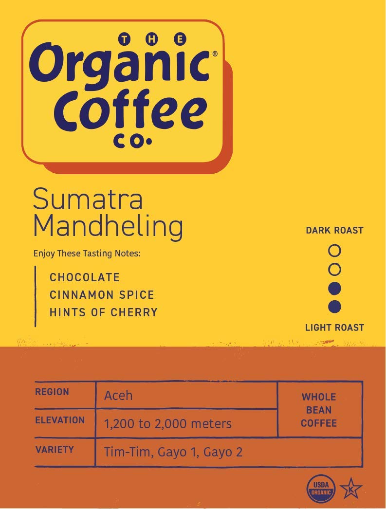 The Organic Coffee Co. Sumatra Mandheling aroma close-up, offering a full-bodied profile for mornings.