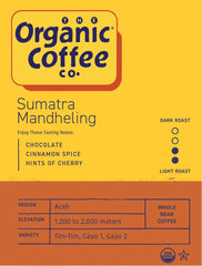The Organic Coffee Co. Sumatra Mandheling aroma close-up, offering a full-bodied profile for mornings.