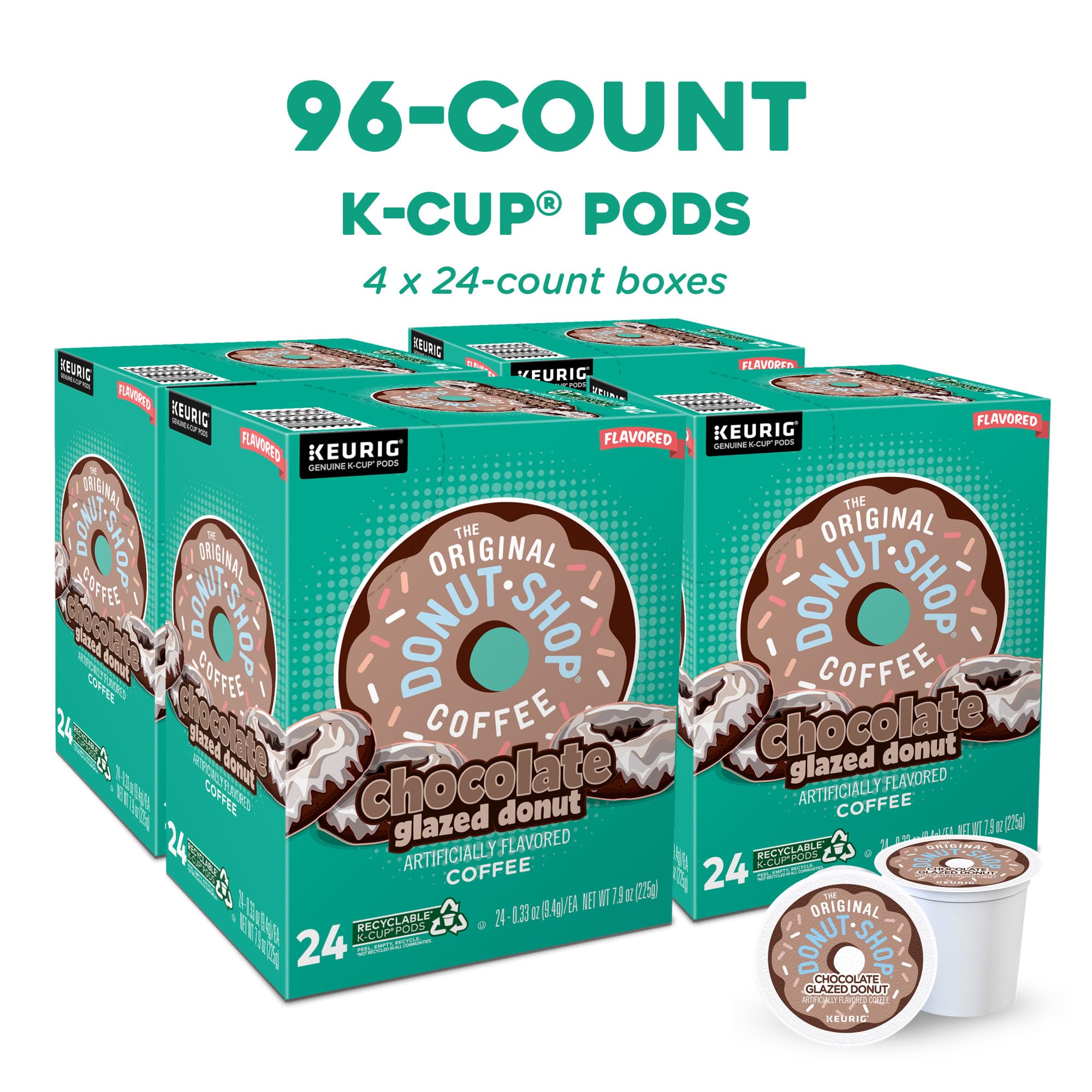 Chocolate glazed K-Cup pods ready for brewing