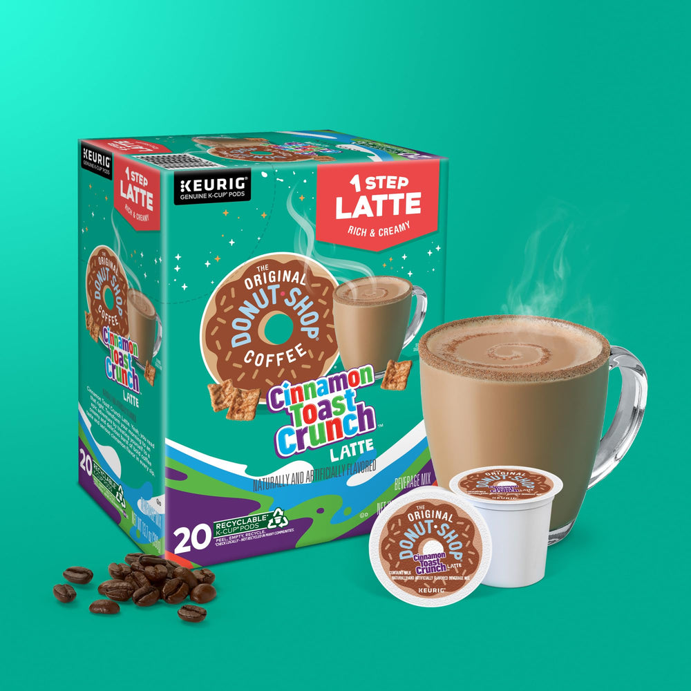 Close-up of latte label showing flavor details
