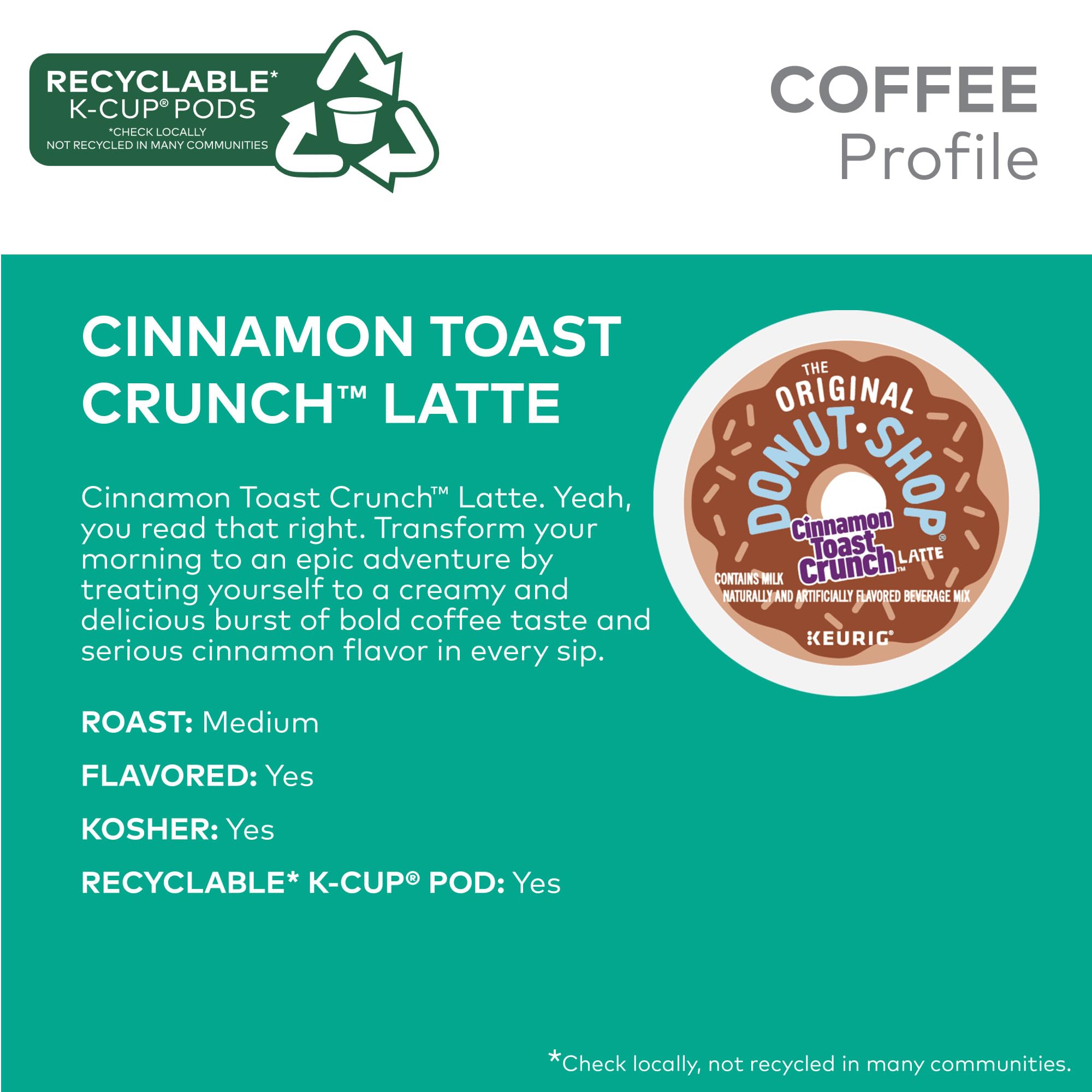 K-Cup pods display for The Original Donut Shop Cinnamon Toast Crunch latte