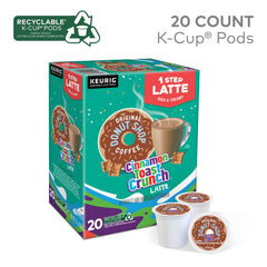 Box pack shot featuring Cinnamon Toast Crunch latte pods for quick mornings