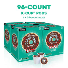The Original Donut Shop Dark K-Cup pack back, includes brewing notes for reliability.