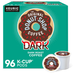 The Original Donut Shop Dark coffee K-Cup pack front, ideal for bold mornings.