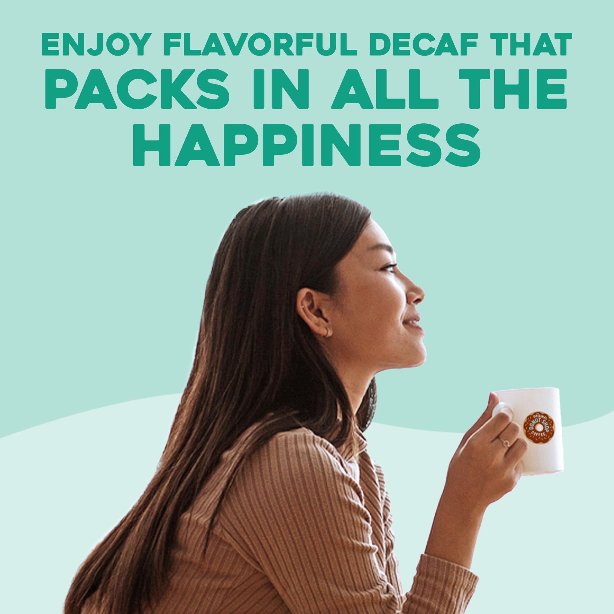 The Original Donut Shop decaf brew in cup highlights medium roast balance.