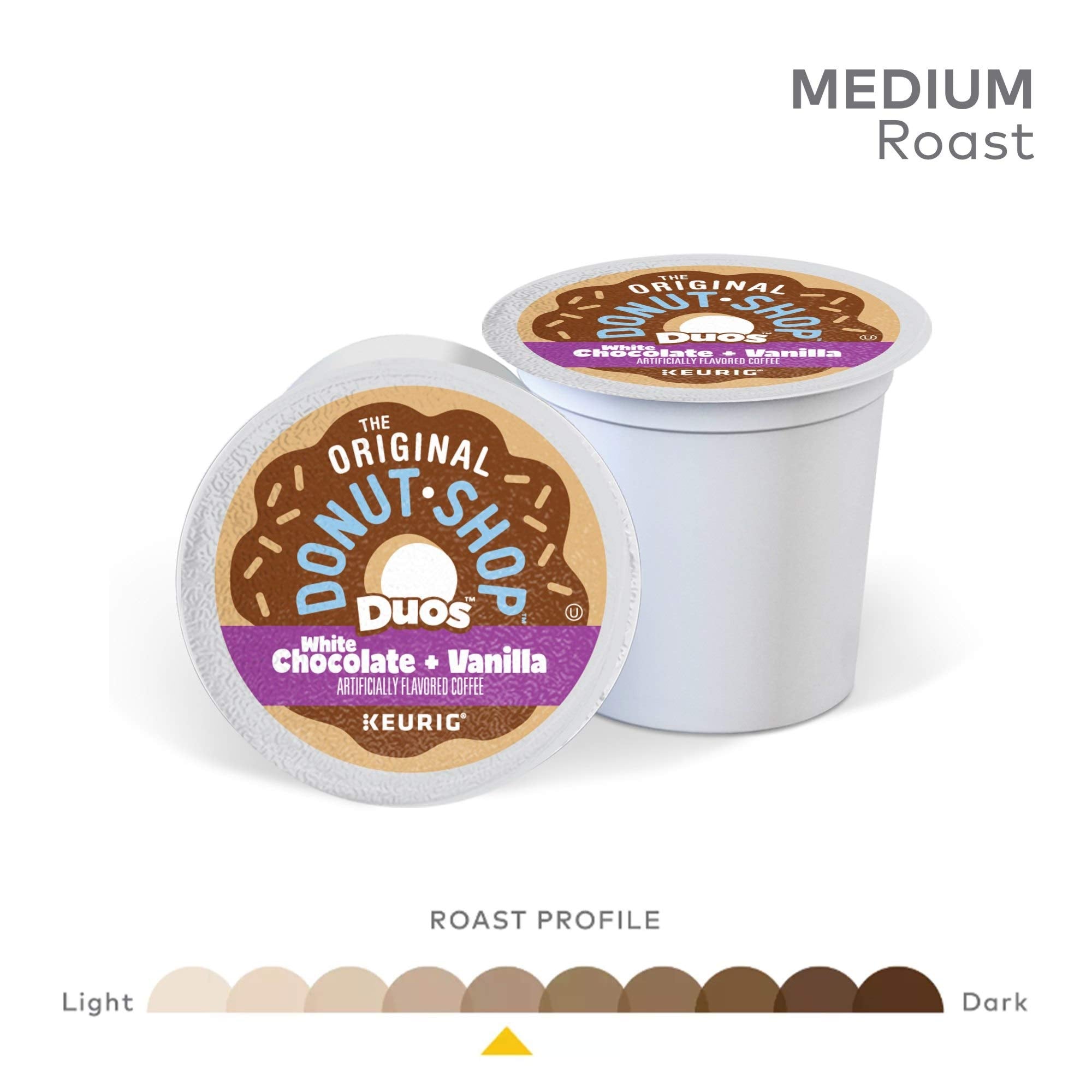 Close-up of creamy swirls highlighting The Original Donut Shop Duos rich flavor.
