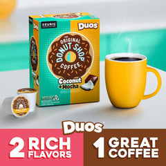 The Original Donut Shop Duos coconut-mocha pods on a counter suggest easy coffee moments.