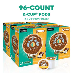 The Original Donut Shop Duos coconut-mocha-k-cup closeup highlights rich flavors for quick breakfasts.