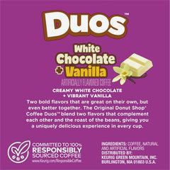 K-Cups on a shelf for quick, consistent brews from The Original Donut Shop Duos White Chocolate Vanilla.