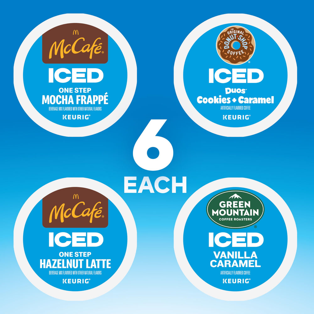 Closeup packaging for The Original Donut Shop iced duos cookies and caramel pods