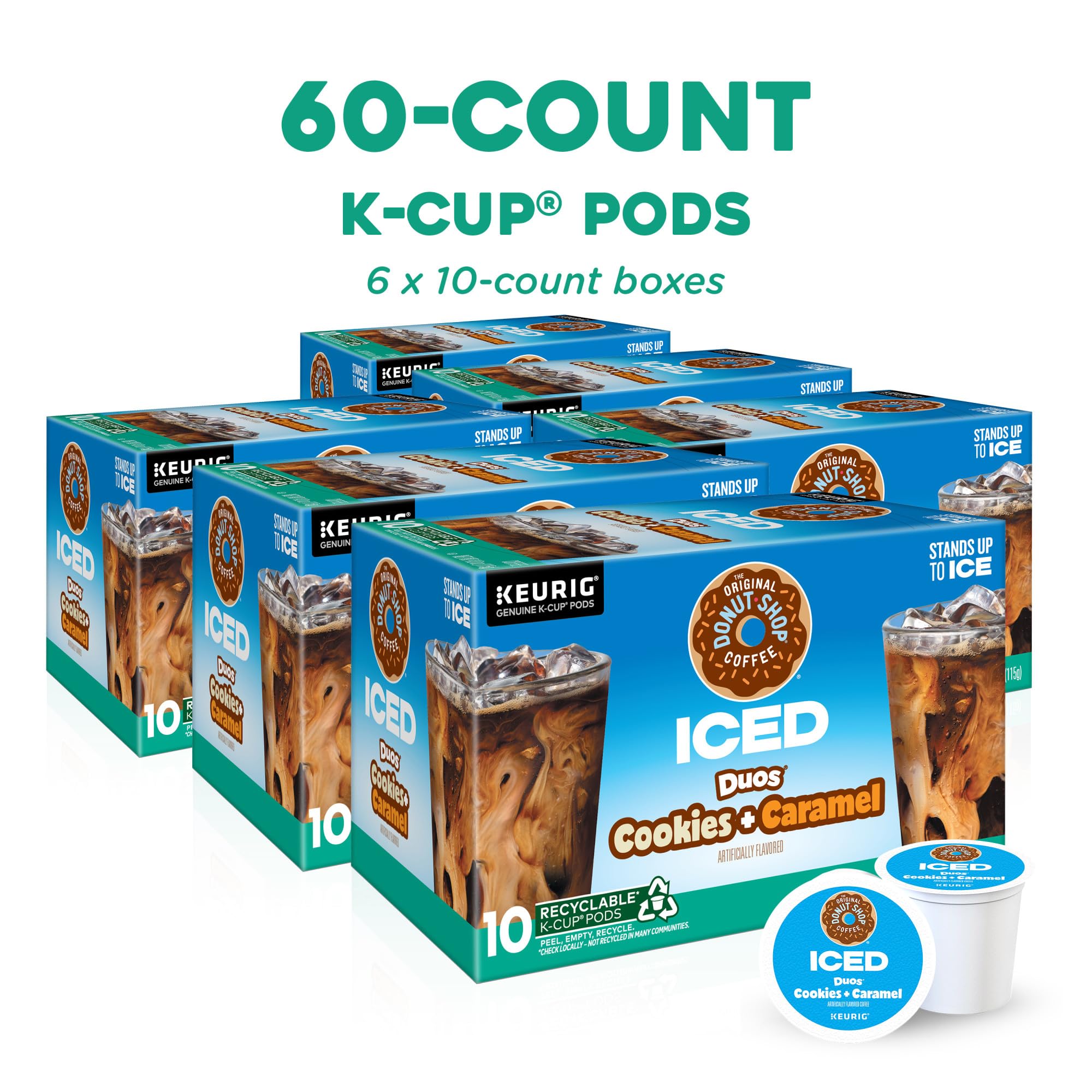 The Original Donut Shop ICED Duos Cookies + Caramel box showcases 60-count convenience.