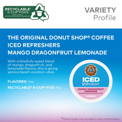 The Original Donut Shop Mango Dragonfruit Lemonade Iced Refreshers in a glass