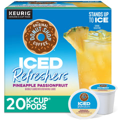The Original Donut Shop Pineapple Passionfruit iced refreshers pod delivers tropical flavor for Keurig brews.