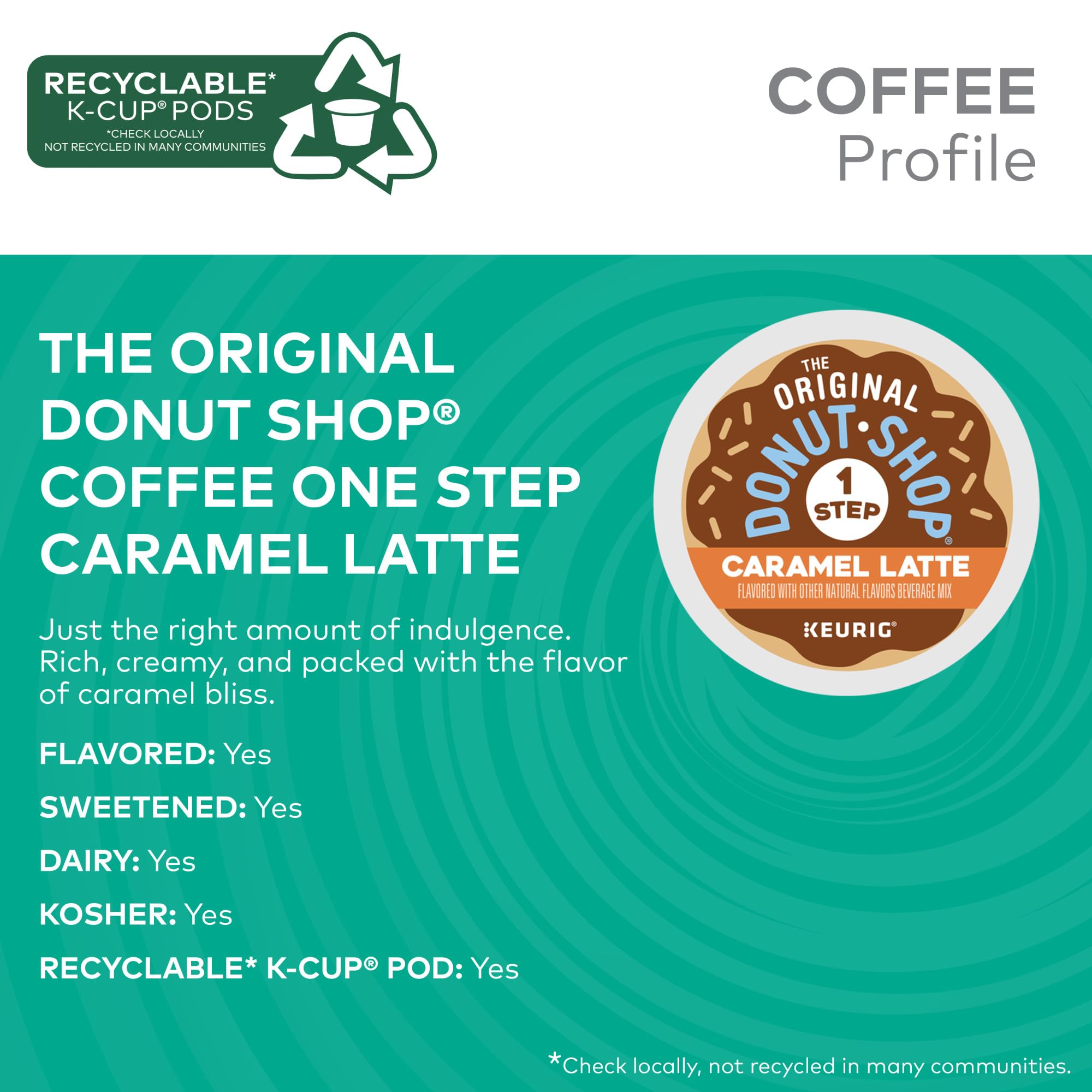 Silky vanilla latte made using The Original Donut Shop caramel pods.