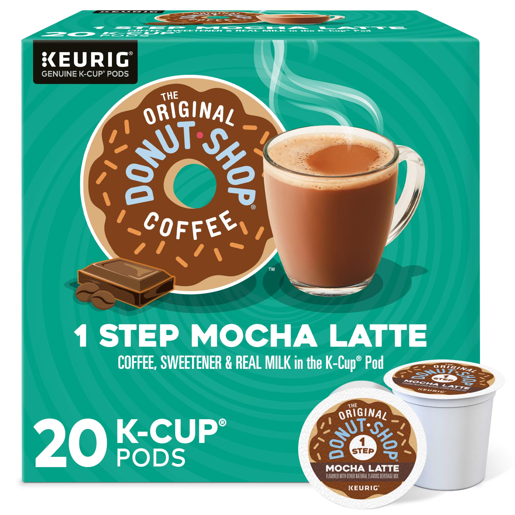 The Original Donut Shop Mocha One-Step Latte pod pack; convenient, ready-to-brew.