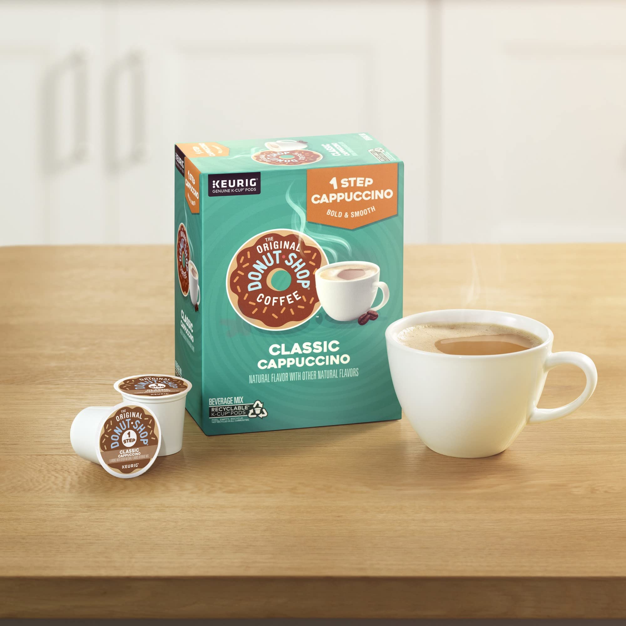 The Original Donut Shop One-Step Cappuccino pod, kosher-certified.