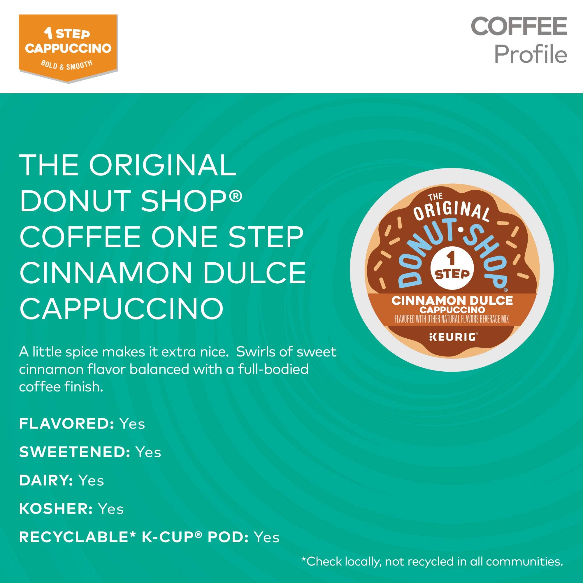 Packaging for The Original Donut Shop Cinnamon Dulce cappuccino pods