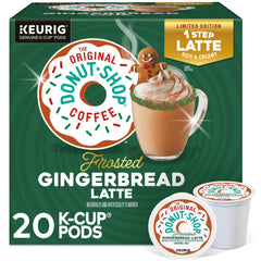 The Original Donut Shop One Step Latte frosted gingerbread K-Cup pods for quick, flavorful lattes.