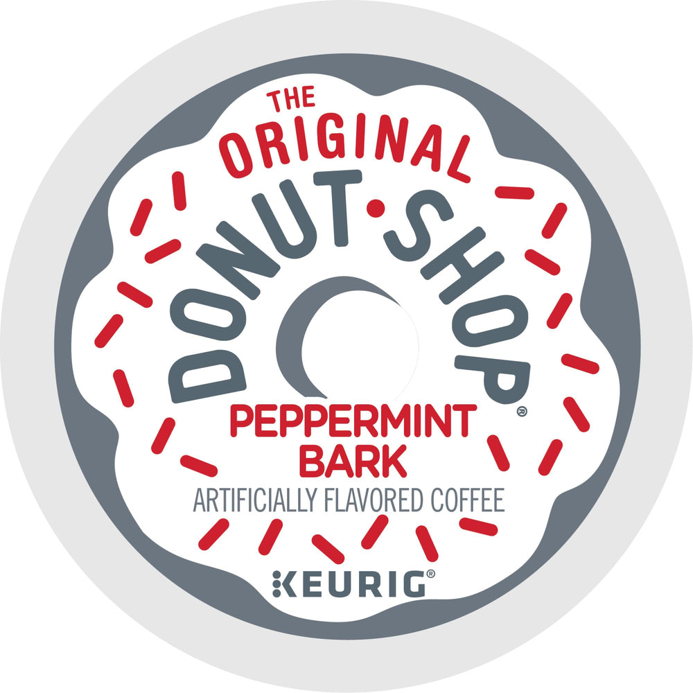 The Original Donut Shop Peppermint Bark K-Cup pod, convenient single-serve coffee.