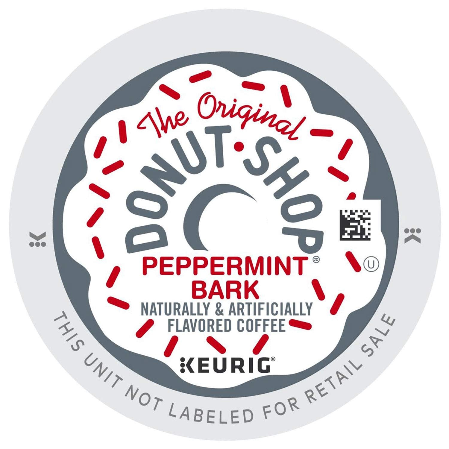 The Original Donut Shop Peppermint Bark K-Cup pods box front, ready to brighten your morning routine.