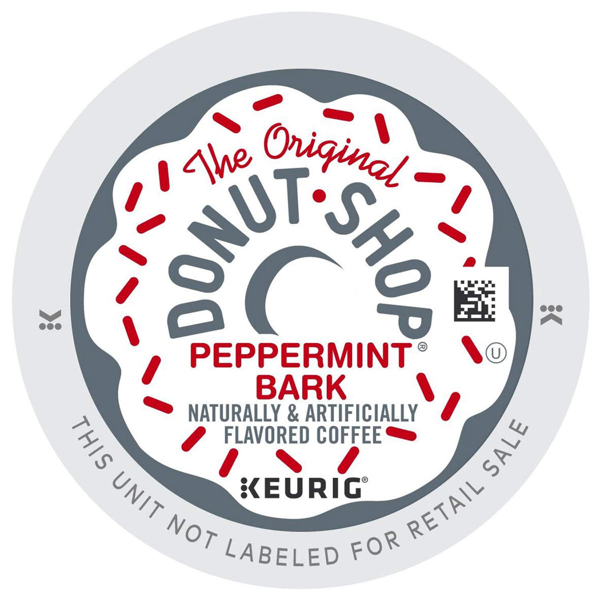 The Original Donut Shop Peppermint Bark K-Cup pods box front, ready to brighten your morning routine.
