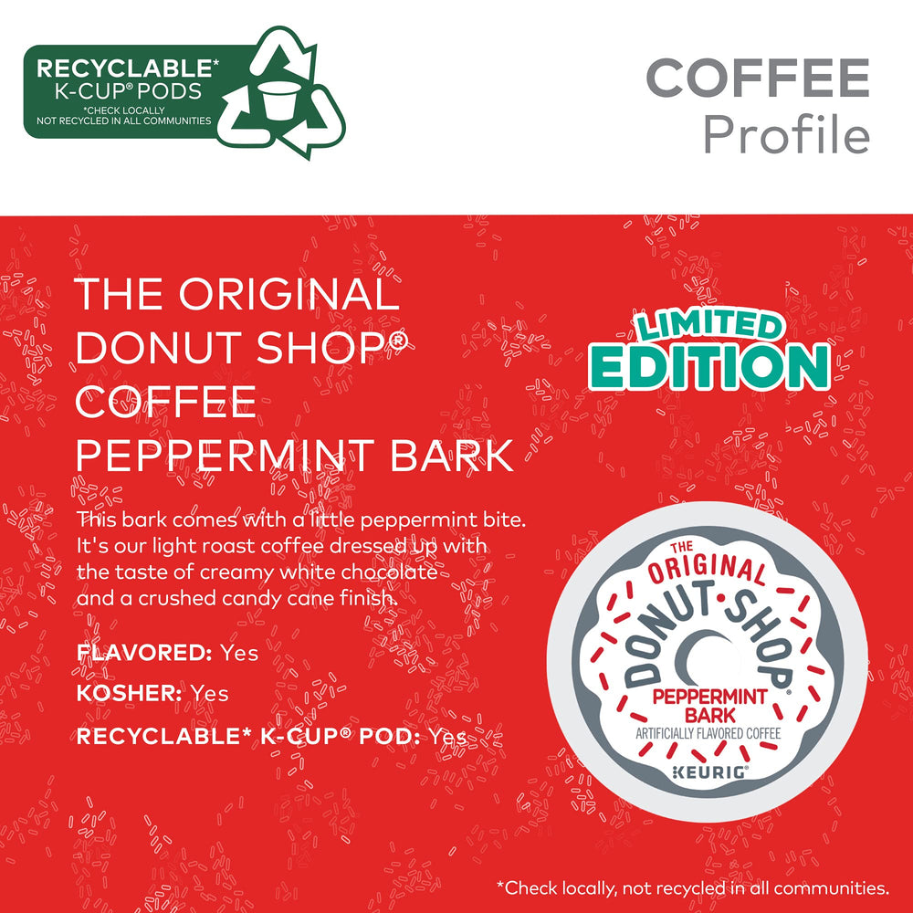 The Original Donut Shop Peppermint Bark K-Cup pods brew a smooth light-roast cup