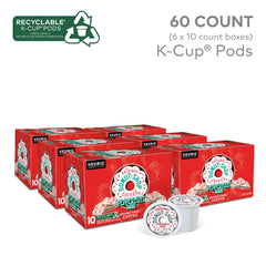 The Original Donut Shop Peppermint Bark steaming cup with bright peppermint notes.