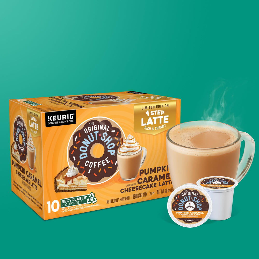 Pumpkin spice aroma rising from The Original Donut Shop latte.